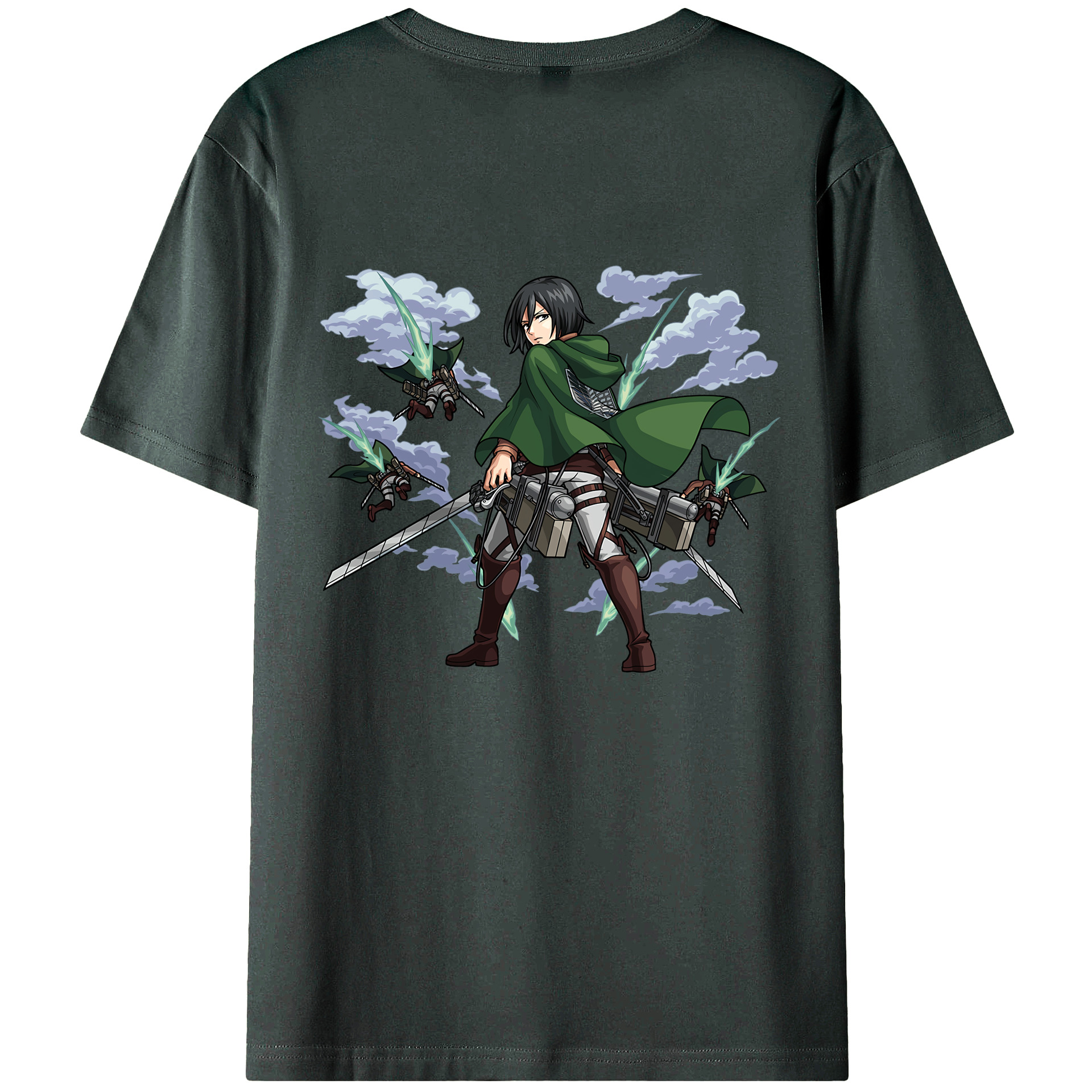 （画像用） 進撃の巨人 ミカサ·アッカーマン Attack on Titan Mikasa Ackerman 綿100％ メンズ半袖Tシャツ（バックプリント） 通気性